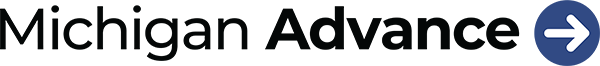 Logo of Michigan Advance with text in black and a blue arrow icon indicating progress or direction.